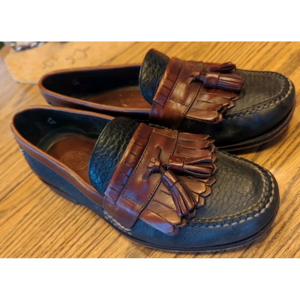 H.S. Trask Brown / Black Men's US 8M Brazil Leather‎ Kiltie Tassel Loafers Shoes